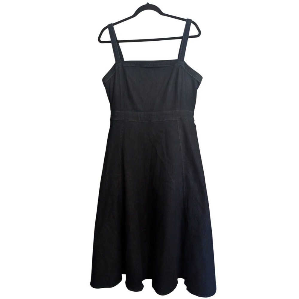 Torrid Studio Womens Dark Blue Denim Midi Dress Square Neck Pockets Size 12